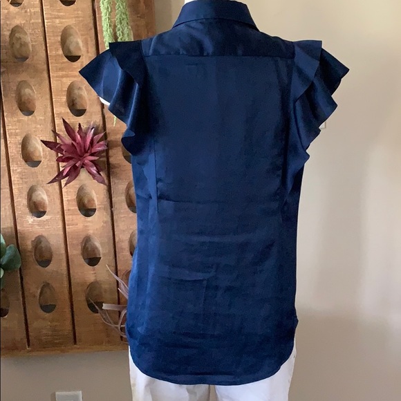 Banana Republic Navy Flutter Sleeve Dillon Shirt - Picture 3 of 4